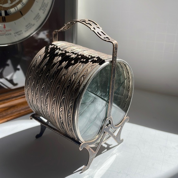 Antique Webster Sterling Silver Star ⭐️ Crystal  Coasters - Picture 1 of 7